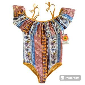 NWT✨ CATHERINE MALANDRINO Girls Multicolor Swim Suit Ruffles Size 12
